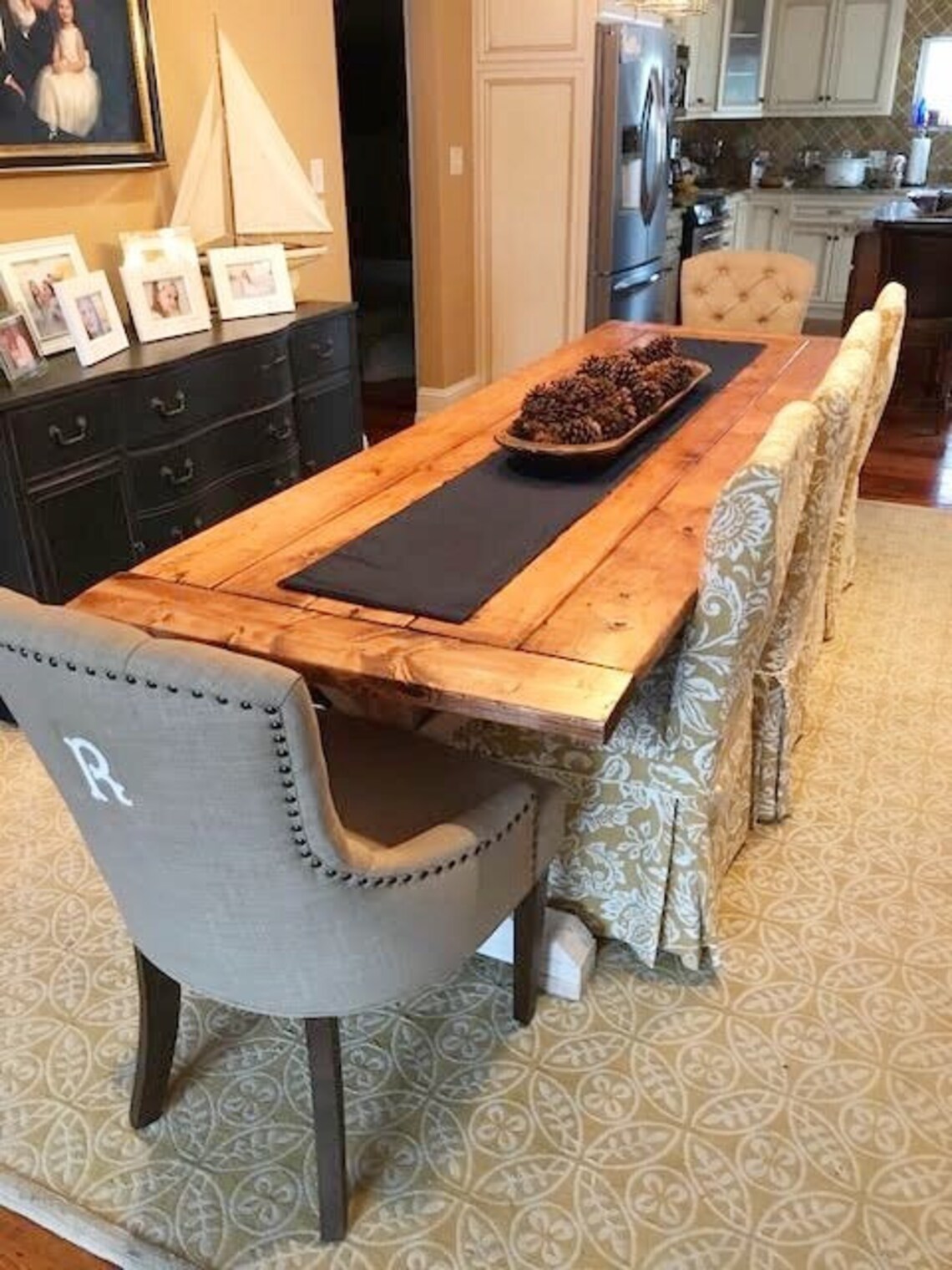 Dining Room Table, Rustic Kitchen Table, Large Farmhouse Table, Long ...