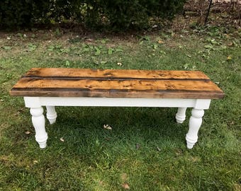 Handmade Rustic Farmhouse Bench, Solid Pine, Custom Sizes