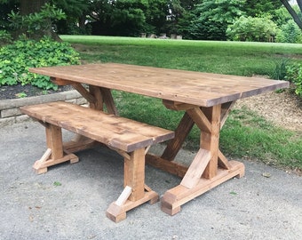 Rustic Farmhouse Table, Farm Table, Pedestal Farm Table, Rustic Kitchen Table, Wood Dining Table, Custom Farm Table - All Sizes + Stains