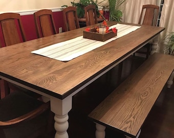 ASH Farmhouse Table, Rustic Farm Table, Hardwood Table, Ash Farm Table, Custom Farmhouse Table, Dining Table - All Sizes + Stains