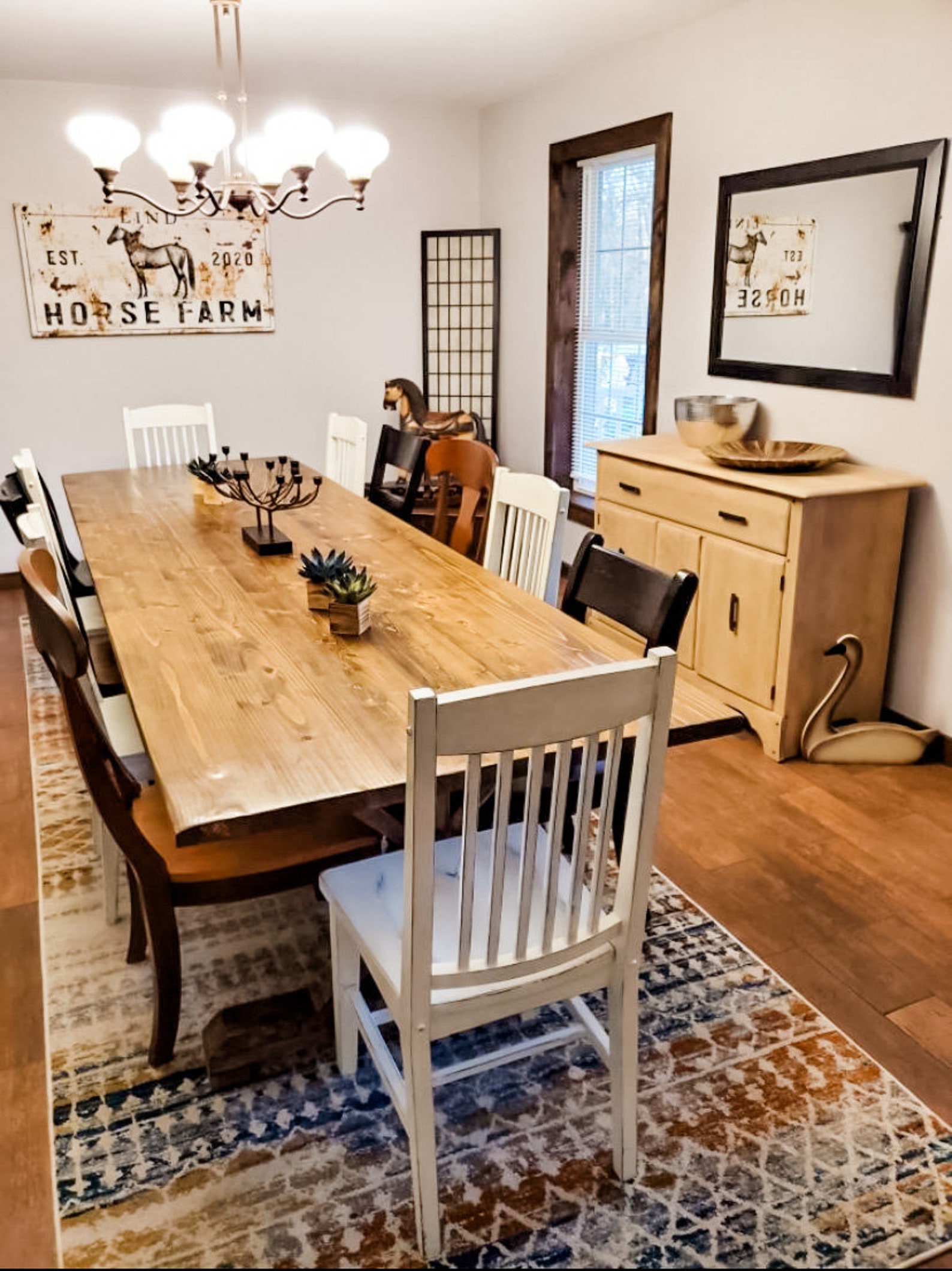Natural Large Farmhouse Table Long Farmhouse Table Kitchen - Etsy