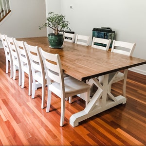 Large Farmhouse Table, Rustic Farm Table, Farmhouse Dining Table, Pedestal Trestle Table, Natural Wood Table, Rustic Table, Kitchen Table