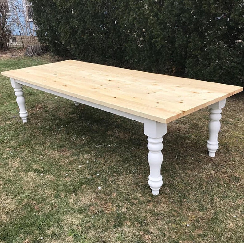 Large Farmhouse Table, Custom Farm Table With Turned Legs, Wooden Farm ...