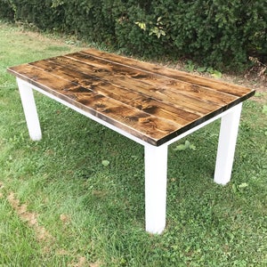 Rustic Farm Table, Farmhouse Table, Farm Table with White Base, Dark Farm Table, Large Farmhouse Table, Dining Room Table, Kitchen Table