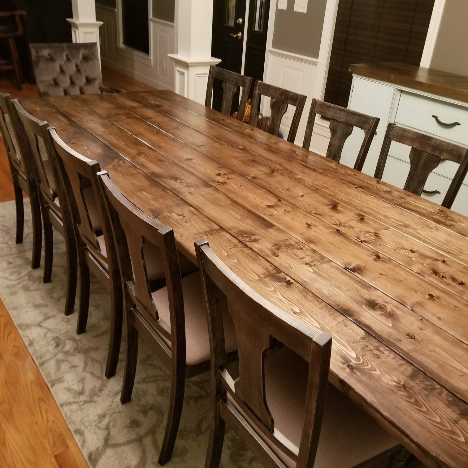 Long Farmhouse Table, Large Farm Table, Rustic Table, Custom Farm Table,  Dining Room Table, Barn Table, Massive Farm Table, Wood Table 