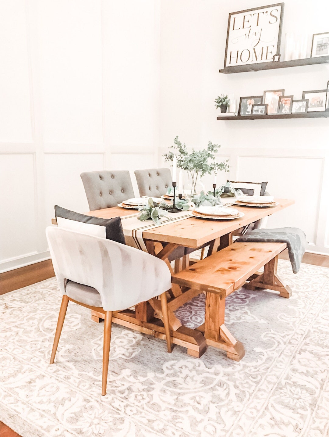 Custom Solid Pine Farmhouse Table, Rustic Modern Dining Table - Etsy