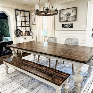 Chunky Balled Farmhouse Table, Modern Balled Table, Large Turned Leg Table, Custom Farmhouse Table, Bulb Leg Table, Large Dining Room Table