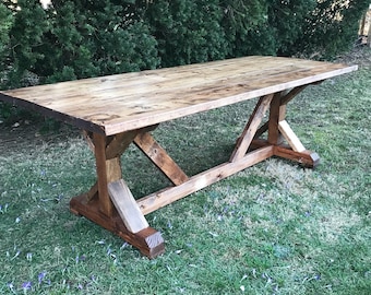 Custom Farm Table, Farmhouse Dining Room Table, Wood Kitchen Table, English Chestnut Table, Rustic Wooden Table - All Sizes and Stains