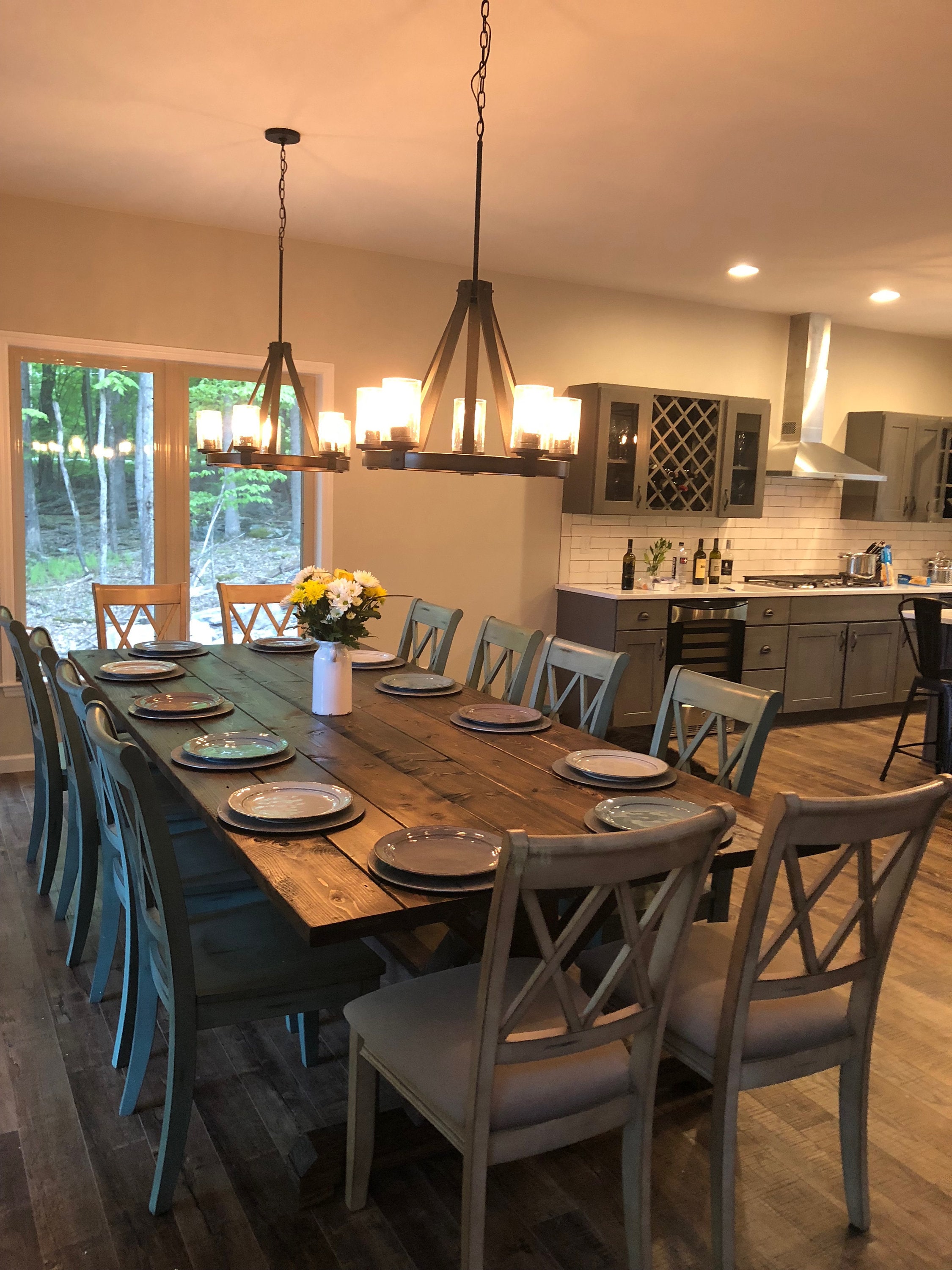 Large Farmhouse Table Rustic Farm, Rustic Modern Dining Room Table And Chairs