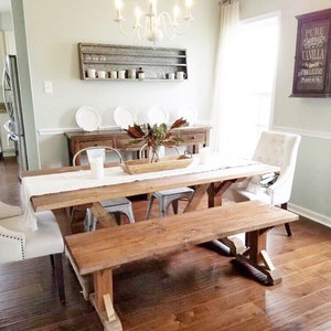 Modern Rustic Farmhouse Table, Custom Farm Table, Rustic Wooden Kitchen Table, Large Farmhouse Table, Natural Wood Dining Room Table