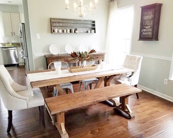 Modern Rustic Farmhouse Table, Custom Farm Table, Rustic Wooden Kitchen Table, Large Farmhouse Table, Natural Wood Dining Room Table