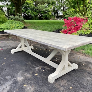 Whitewash Farmhouse Table, Shabby Chic Table, Distressed Farmhouse Table, Antique White Farm Table, Rustic Farm Table - All Sizes and Stains