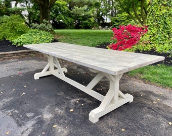 Whitewash Farmhouse Table, Shabby Chic Table, Distressed Farmhouse Table, Antique White Farm Table, Rustic Farm Table - All Sizes and Stains