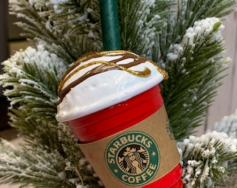 Starbucks inspired mini coffee cup ornament. Coffee lover, Solo Cup