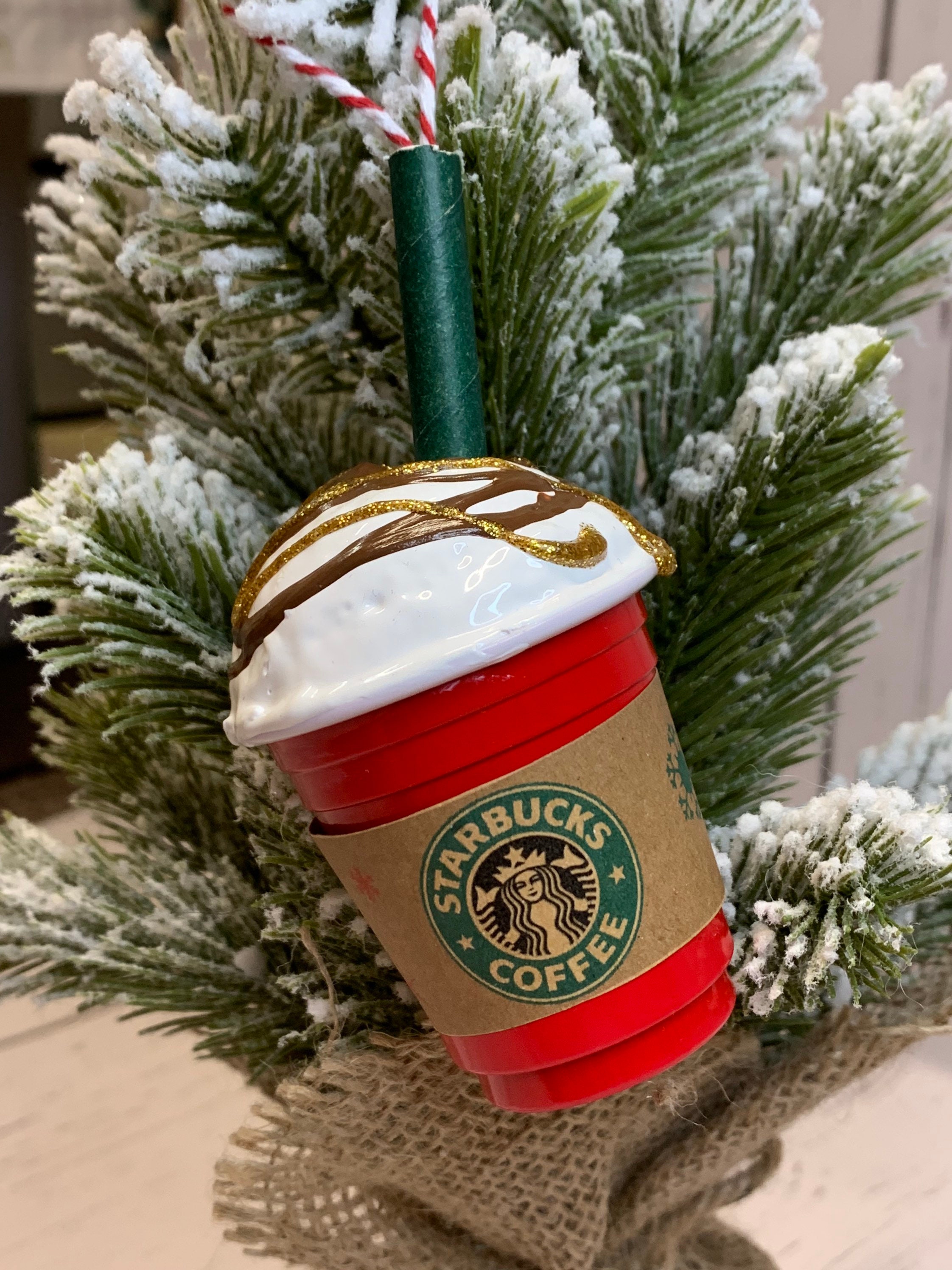 Starbucks Inspired Mini Coffee Cup Ornament. Coffee Lover, Solo