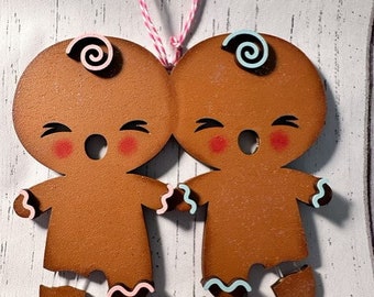 Double Broken Leg Gingerbread Man , arms, cast, crutches, cane