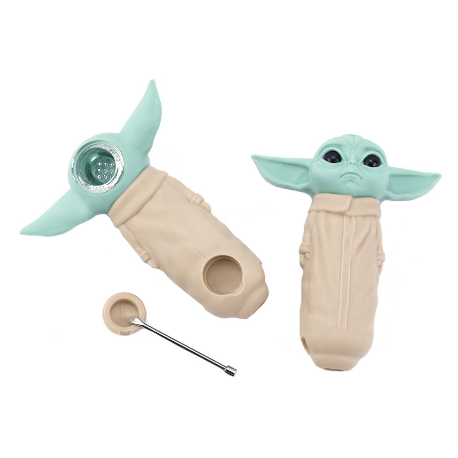 Starwars Yoda Silicone Smoking Hand Pipe W/ Glass Bowl and Etsy