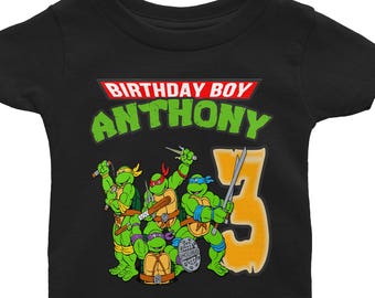Teenage Mutant Ninja Turtles TMNT Personalized Custom Birthday Bday Kid Shirt
