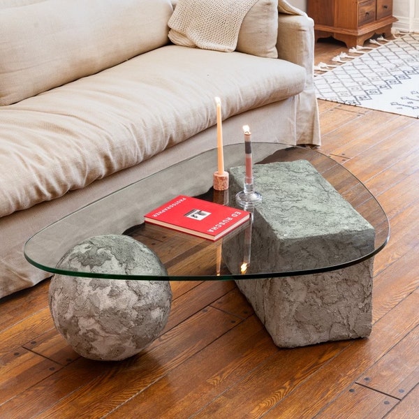 sculptural concrete coffee table