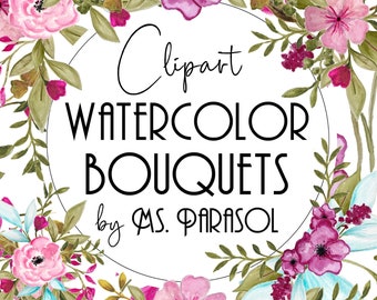 Watercolor Flower Clipart Bouquets / Floral Pattern / Botanical Art Graphics / Craft