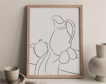 Still Life Line Art Hand drawn A3, A4 and A5 Wall Print