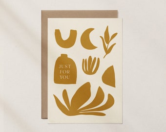 Just for You -  Greeting Card, Burnt Orange, Organic Shapes, For Expressing Your Feelings, Perfect Gift for Loved Ones