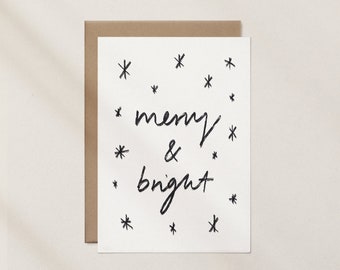Merry And Bright - Christmas Card, Festive & Joyful Design, For Sending Warm Wishes To Loved Ones