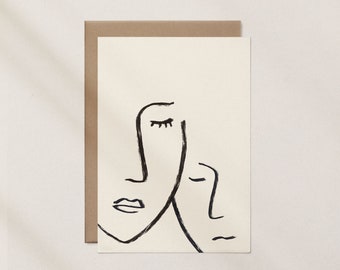 A Mother's Love Minimal Line Drawing Greeting Card