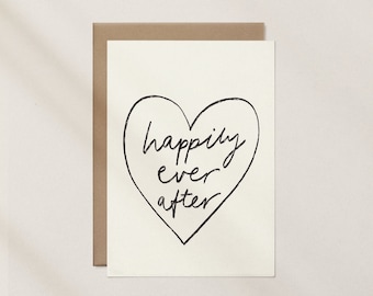 Happily Ever After Minimal Line Art Neutral Greeting Card