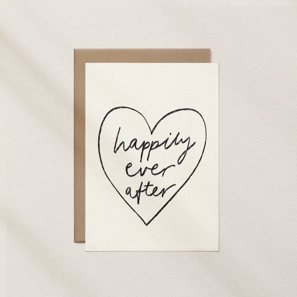 Happily Ever After Minimal Line Art Neutral Greeting Card