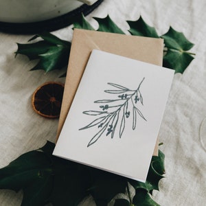 Mistletoe Christmas Card, Black & White Line Art Design, Perfect Christmas Gift image 2