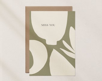 Miss You - Heartfelt Greeting Card, Perfect for Long Distance Relationships or Friends, Ideal Thinking of You Gift