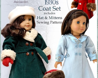 Ruthie's 1930s Winter Coat Hat Mittens Set PDF Sewing Pattern Fits 18" AG OG Dolls. Dollhouse Designs