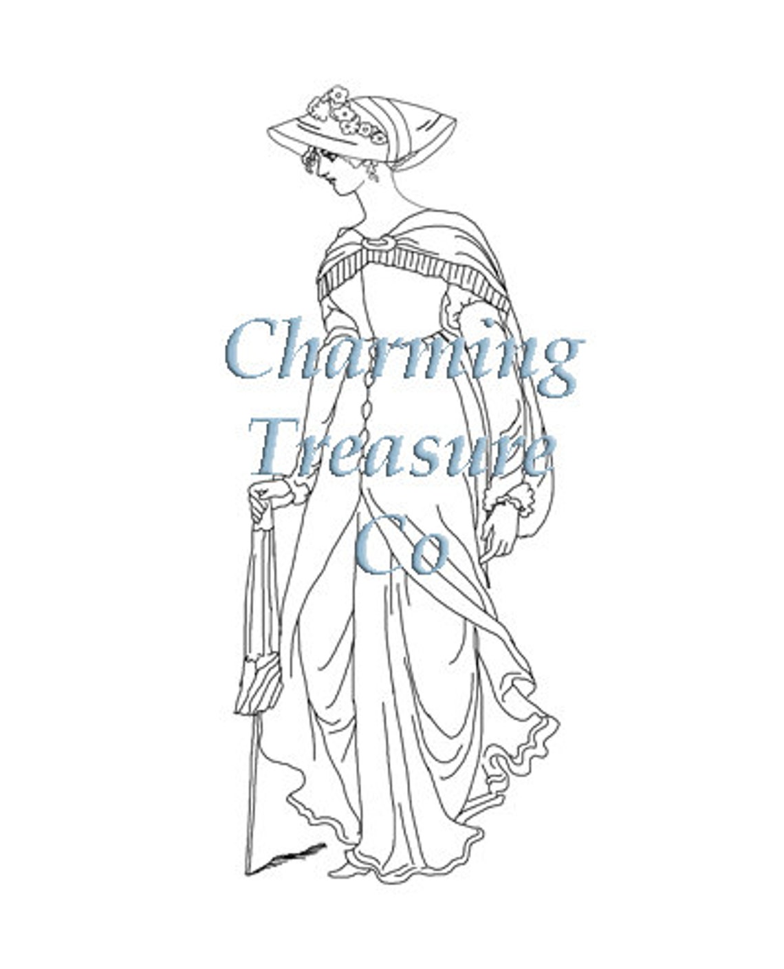 Jane Austen Era COLORING PAGE for Adults - Etsy