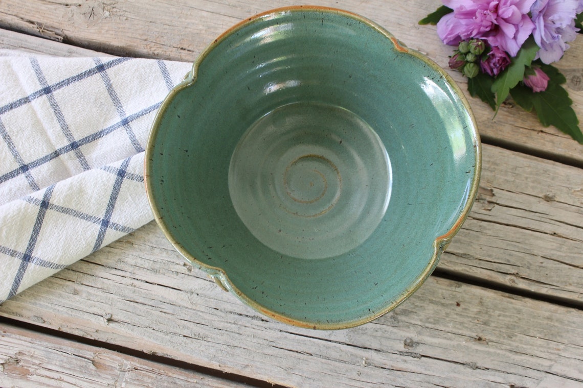 Ceramic bowl medium size serving bowl salad bowl green Etsy