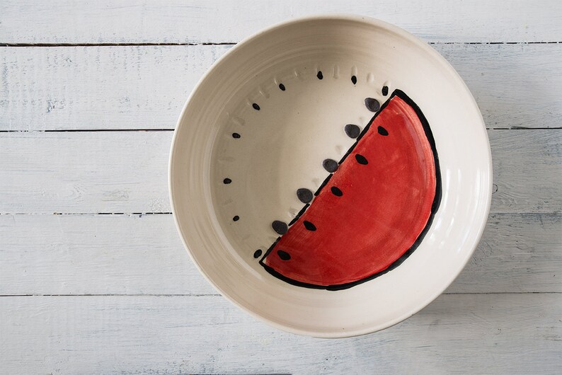 serving bowl Ceramic bowl home decor summer decor watermelon bowl housewarming gift hostess gift one of a kind fruit bowl