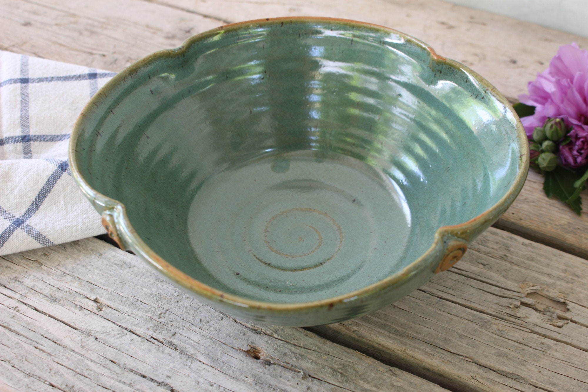 Ceramic bowl medium size serving bowl salad bowl green Etsy