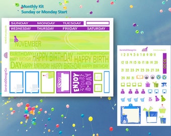 Monthly Planner Sticker Kit | Birthday