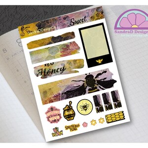 Journal of Planner Deco Stickers Bee Honey Hive Thema