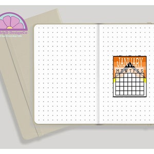 Lege maandkalender Stickers januari tot december Oranje en zwart kleuren
