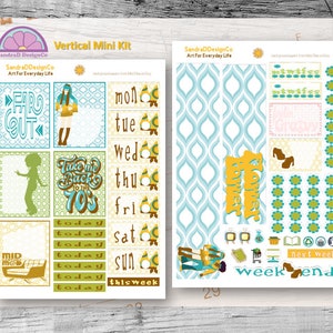 Estándar Vertical u Horizontal Mini Sticker Kit tema retro