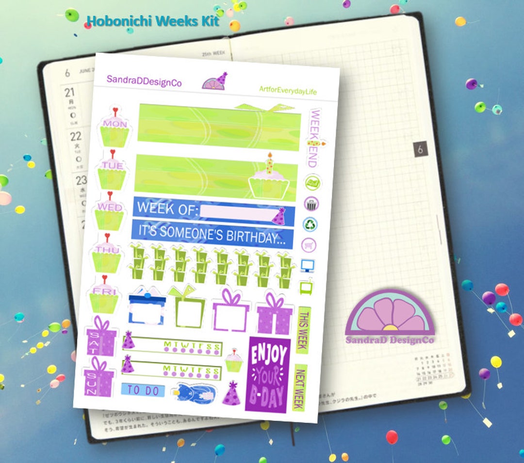 Birthday Hobonichi Weeks Planner Sticker Kit - Etsy