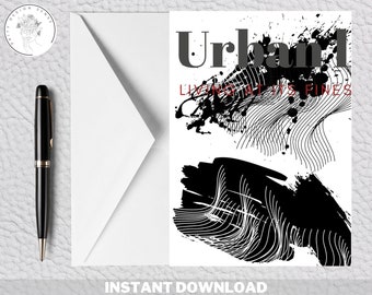 Tarjeta de arte abstracto urbano imprimible / Impresión de plantilla descargable de arte digital / Descarga instantánea en casa Regalo para amigo, ella, él / Saludos