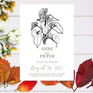 Invitations d'automne abstraites numériques imprimables | Modèle téléchargeable d'art numérique minimaliste | Annonce d'événements de mariages à téléchargement instantané