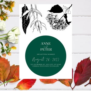 Invitations d'automne abstraites numériques imprimables | Modèle téléchargeable d'art numérique minimaliste | Annonce d'événements de mariages à téléchargement instantané
