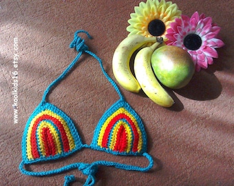 Parte superior del Bikini de ganchillo, Crochet el traje de baño, Bikini de verano Boho Bikini, hecho a mano Crochet Bikini, Bikini brasileño, regalo de adultos xxx, Festival Hippy