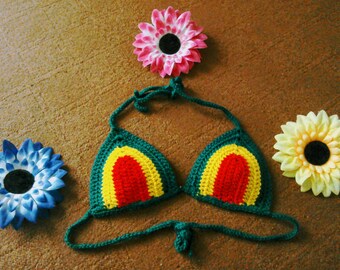 Crochet Bikini Top, Boho, Festival Top, Rasta Bikini, Crochet Rasta Bikini, Crochet Bikini, Crochet Swimwear, Bikini Personalizado, Bikini Sexy