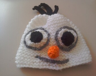 Knitted Snowman Hat, Crocheted Toddler Hat, Crocheted Baby Hat, Halloween Hat, Crocheted Character Hat