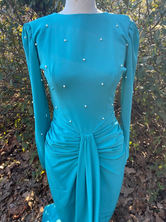 Super sexy 70s MISS ELLIETTE AQUA full length dre… - image 1