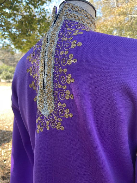 Vintage purple polyester embroidered 70s ETHNIC s… - image 4